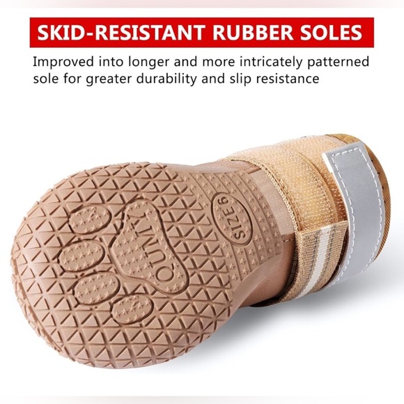 QUMY Dog Shoes Khaki Size 7 for Large Dogs - Picture 4 of 12